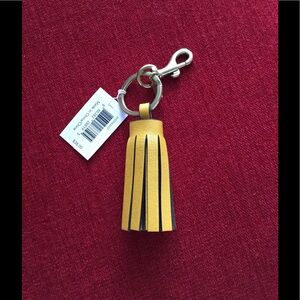 New coach yellow leather tassel key fob/charm